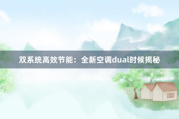 双系统高效节能：全新空调dual时候揭秘