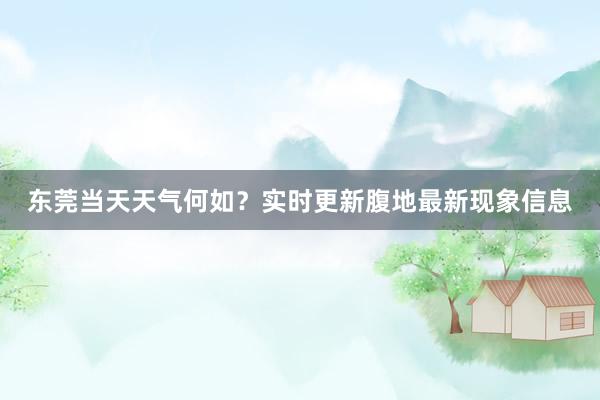 东莞当天天气何如？实时更新腹地最新现象信息