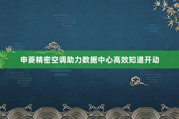 申菱精密空调助力数据中心高效知道开动